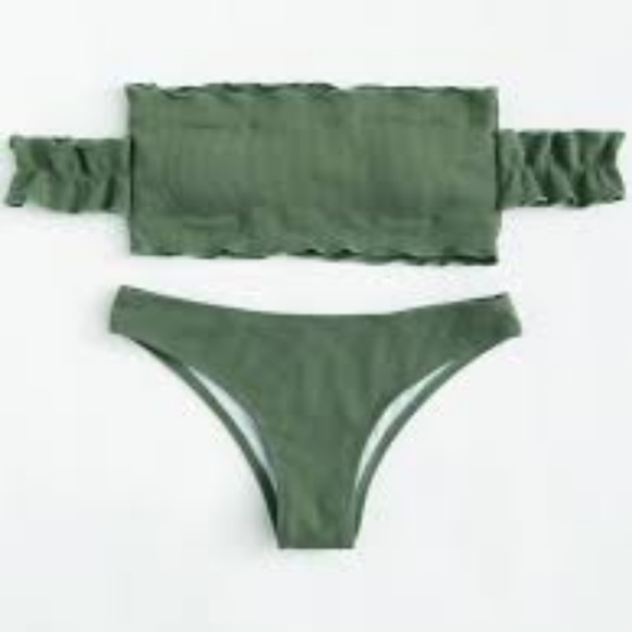 shein Other - Shein Army Green Off the Shoulder Bikini Set